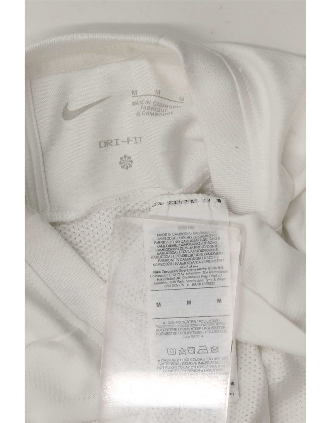 Nike Mens Dri Fit T-Shirt Top Medium White Colourblock Polyester