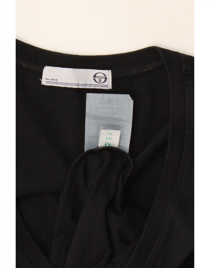 SERGIO TACCHINI Womens T-Shirt Top UK 12 Medium Black Cotton Vintage Sergio Tacchini and Second-Hand Sergio Tacchini from Messina Hembry 