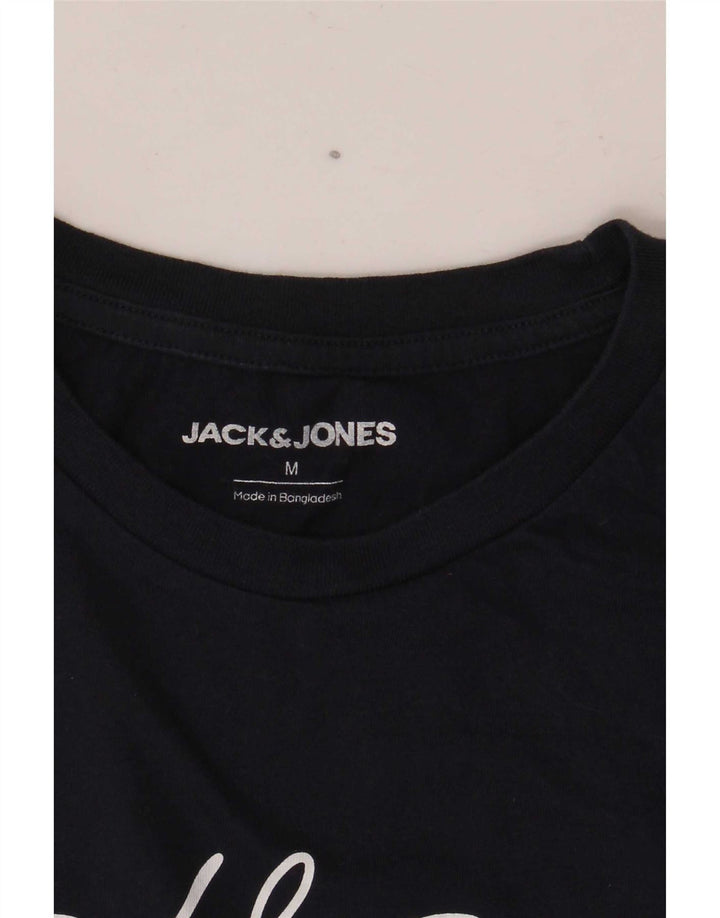 Jack & Jones Mens Graphic T-Shirt Top Medium Navy Blue