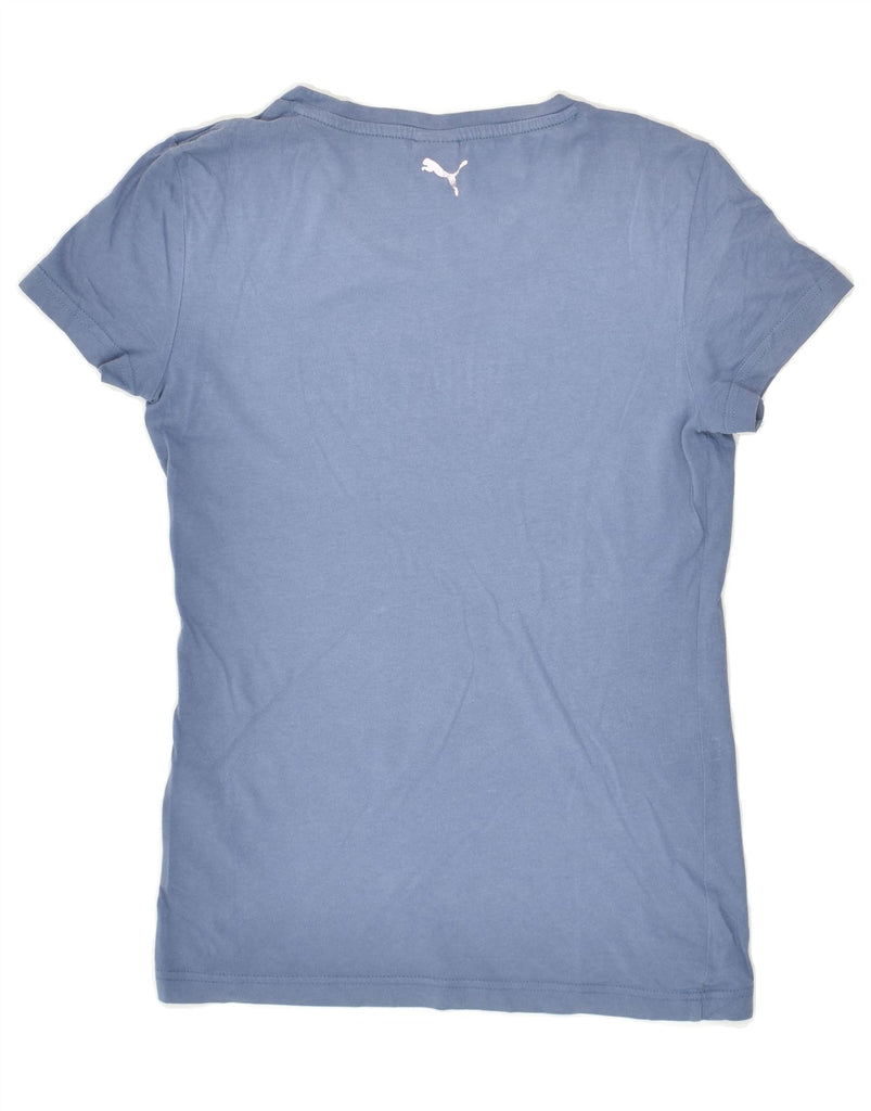 PUMA Womens Graphic T-Shirt Top UK 10 Small  Blue Cotton | Vintage Puma | Thrift | Second-Hand Puma | Used Clothing | Messina Hembry 