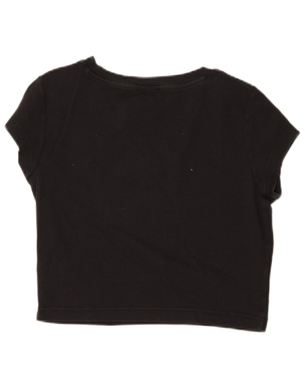 Calvin Klein Womens Crop T-Shirt Top UK 14 Large Black Cotton