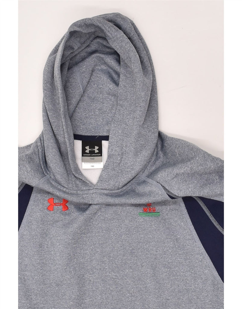 UNDER ARMOUR Boys Loose Fit Hoodie Jumper 10-11 Years Grey Polyester | Vintage Under Armour | Thrift | Second-Hand Under Armour | Used Clothing | Messina Hembry 