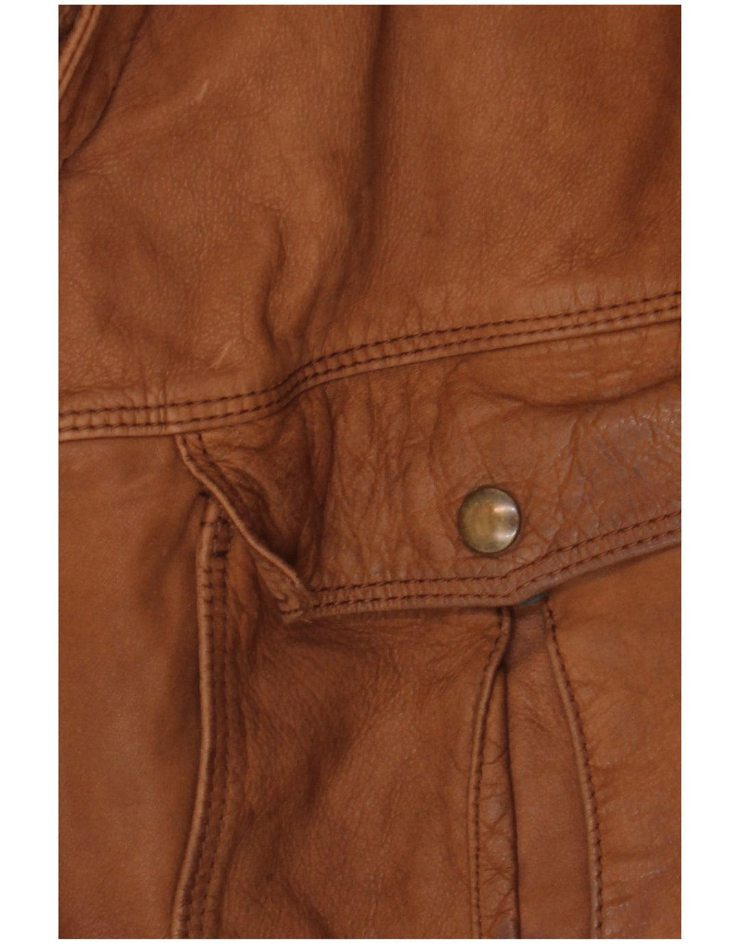 VINTAGE Mens Leather Jacket IT 52 XL Brown Colourblock