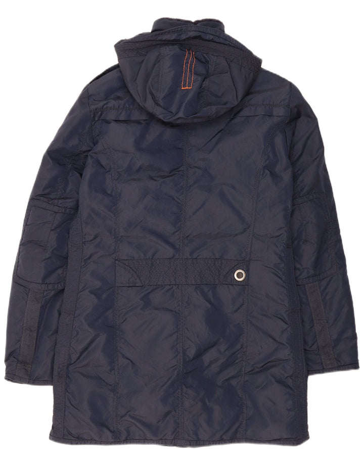 Dekker Mens Hooded Padded Coat UK 36 Small Navy Blue Polyamide
