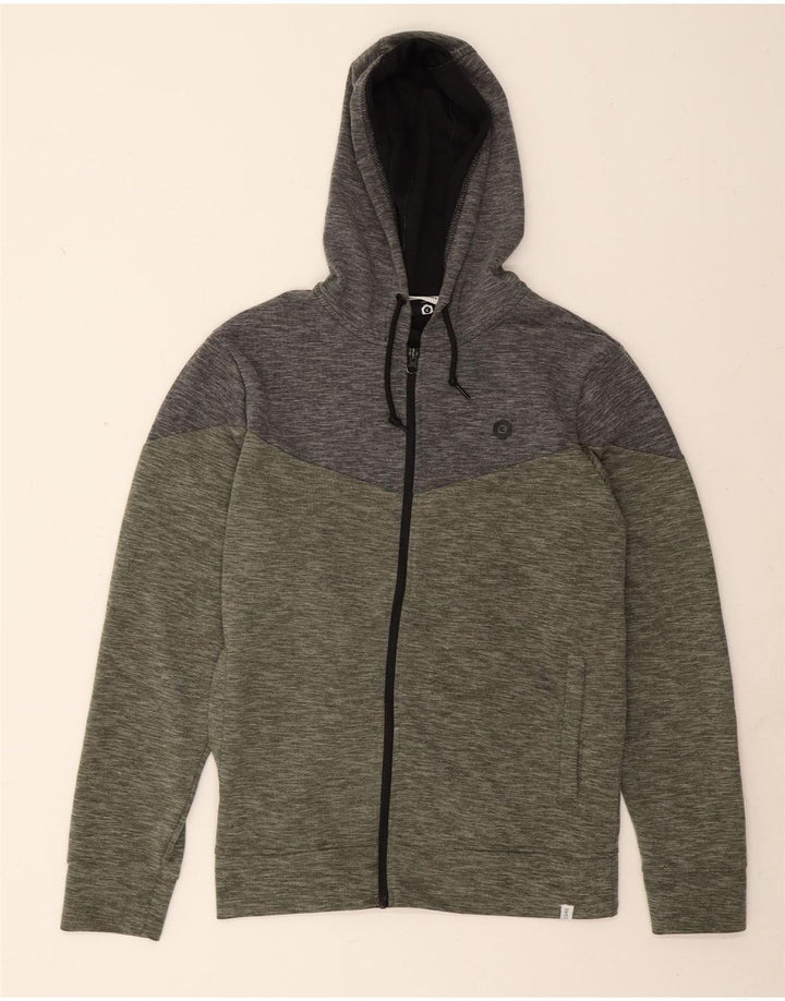 JACK & JONES Mens Zip Hoodie Sweater Medium Green Colourblock Cotton