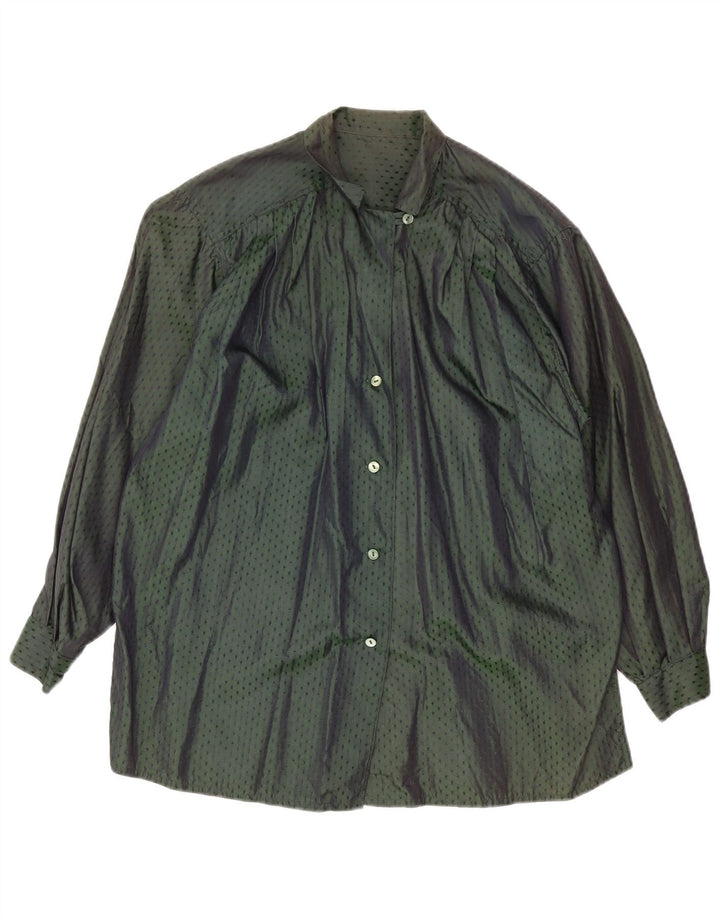 Vintage Womens Abstract Pattern Shirt Blouse UK 18 XL Green