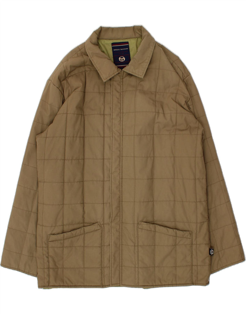 SERGIO TACCHINI Mens Padded Coat UK 44 2XL Beige Polyester Vintage Sergio Tacchini and Second-Hand Sergio Tacchini from Messina Hembry 