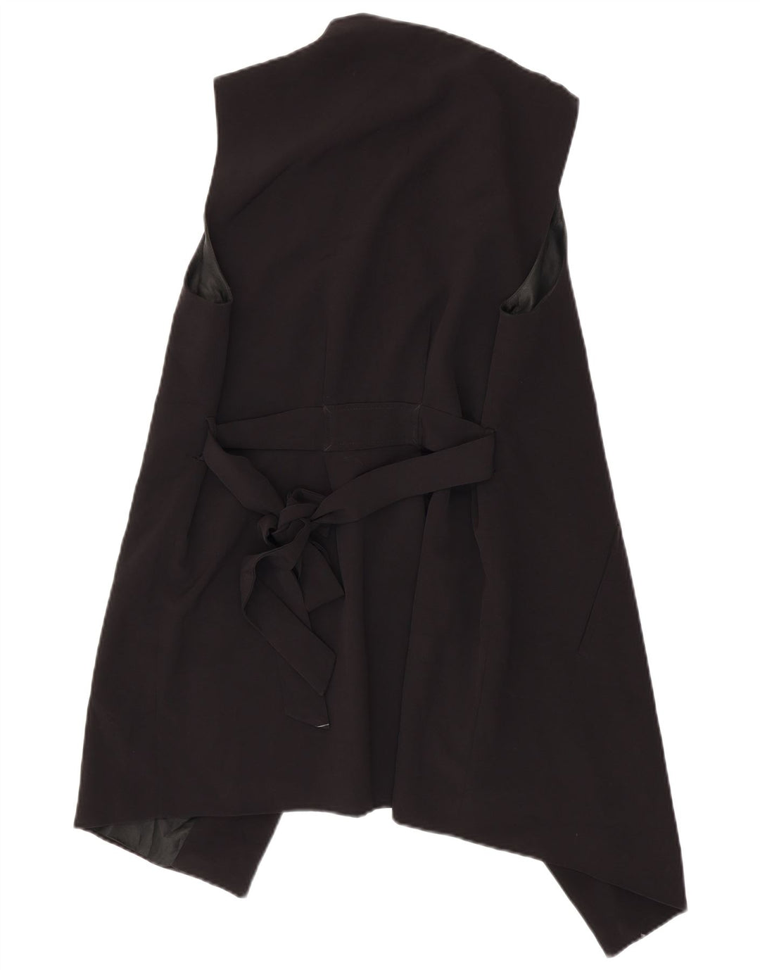 Zara Womens Longline Sleeveless Open Blazer Jacket UK 16 Large Black