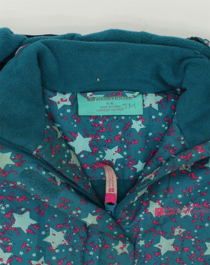 MOUNTAIN WAREHOUSE Girls Hooded Windbreaker Jacket 5-6 Years Blue Floral | Vintage Mountain Warehouse | Thrift | Second-Hand Mountain Warehouse | Used Clothing | Messina Hembry 