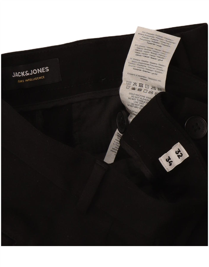 Jack & Jones Womens Marco Slim Chino Trousers W32 L34 Black Polyester