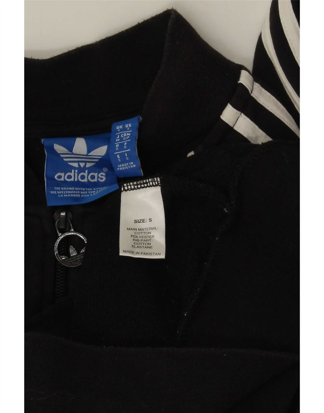 Adidas Mens Tracksuit Top Jacket Small Black Cotton