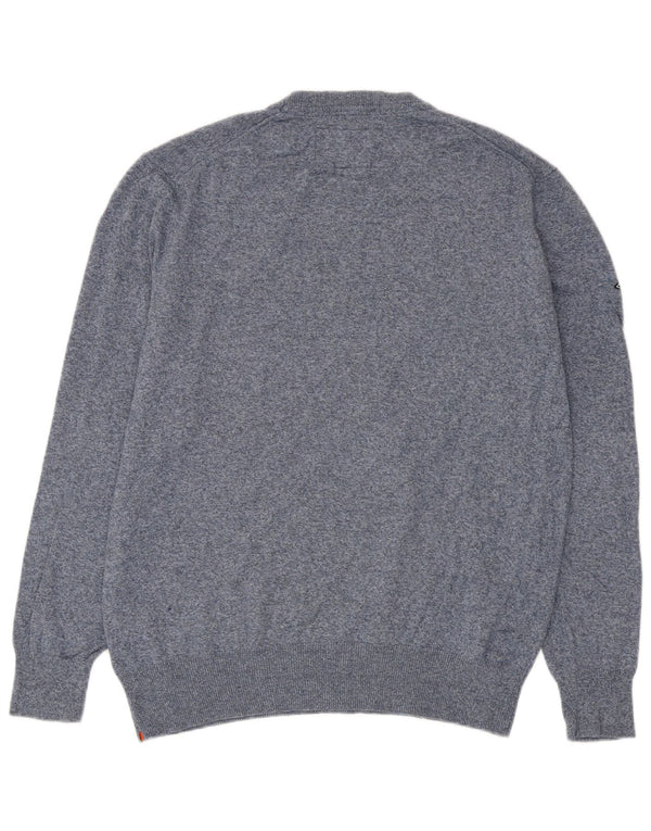 Superdry Mens Crew Neck Jumper Sweater 2XL Navy Blue Flecked Cotton