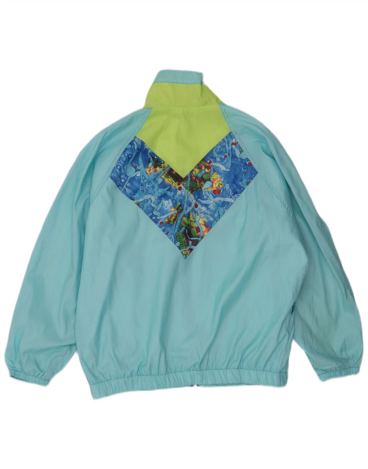 Vintage Womens Abstract Pattern Rain Jacket IT 40/42 Medium Blue