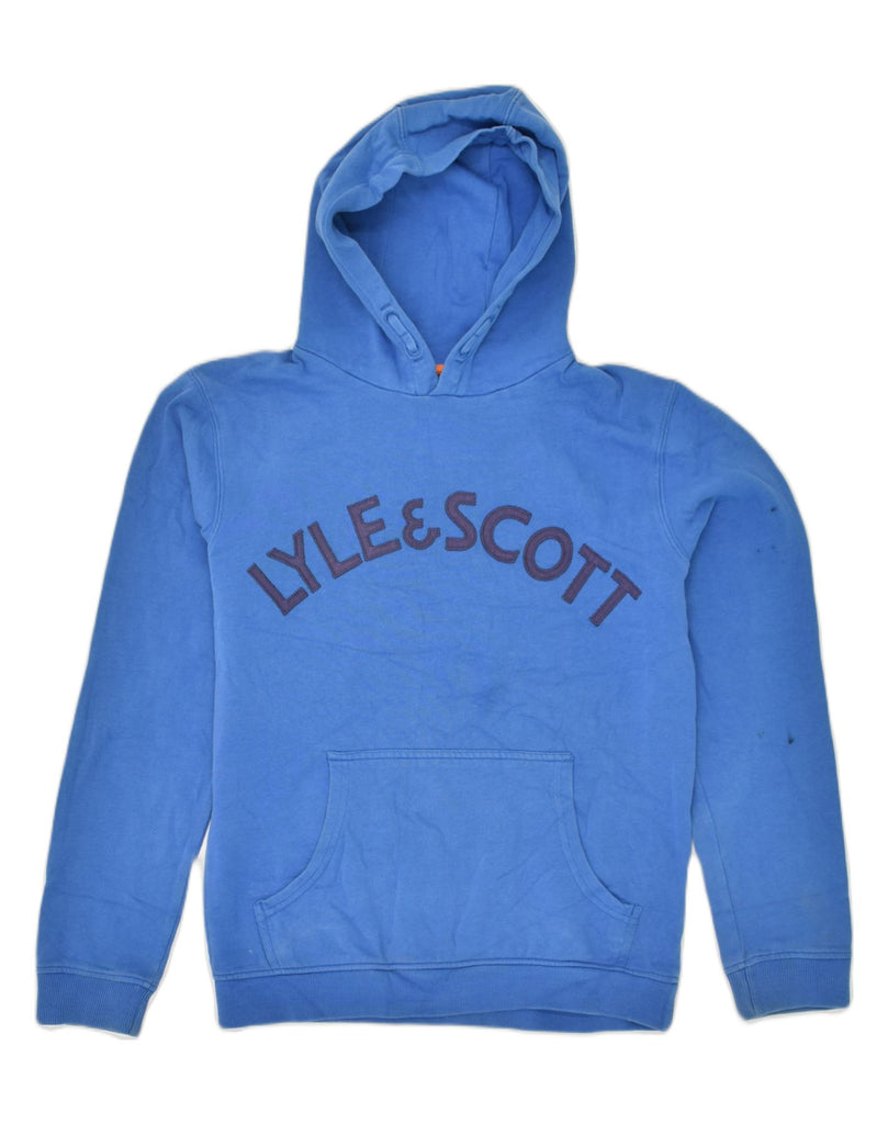 LYLE & SCOTT Boys Graphic Hoodie Jumper 14-15 Years Blue Cotton | Vintage Lyle & Scott | Thrift | Second-Hand Lyle & Scott | Used Clothing | Messina Hembry 