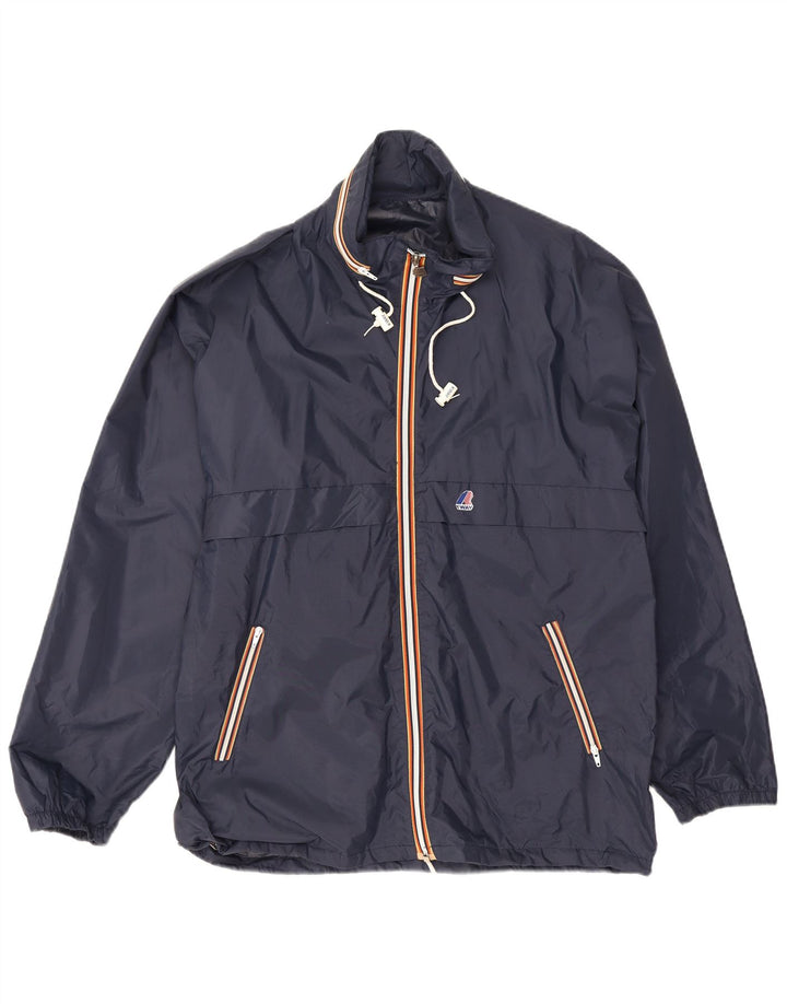 K-Way Mens Rain Jacket UK 40 Large Navy Blue Polyester
