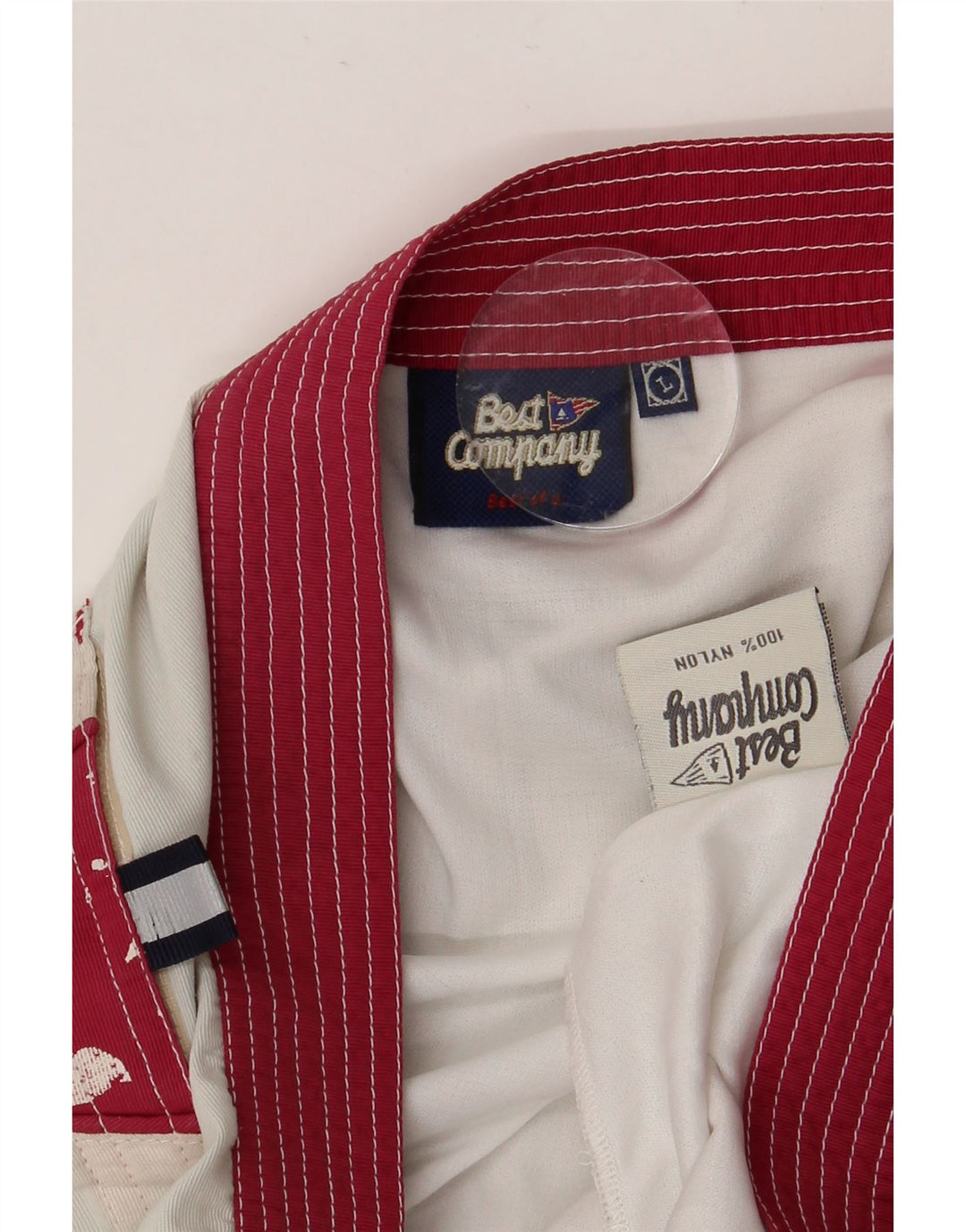 BEST COMPANY Mens Swimming Shorts Large  White Floral Nylon