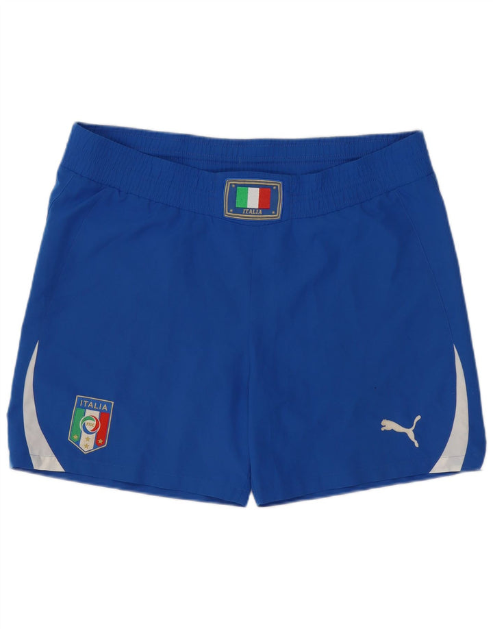 Puma Mens Italia Graphic Sport Shorts Large Blue Polyester