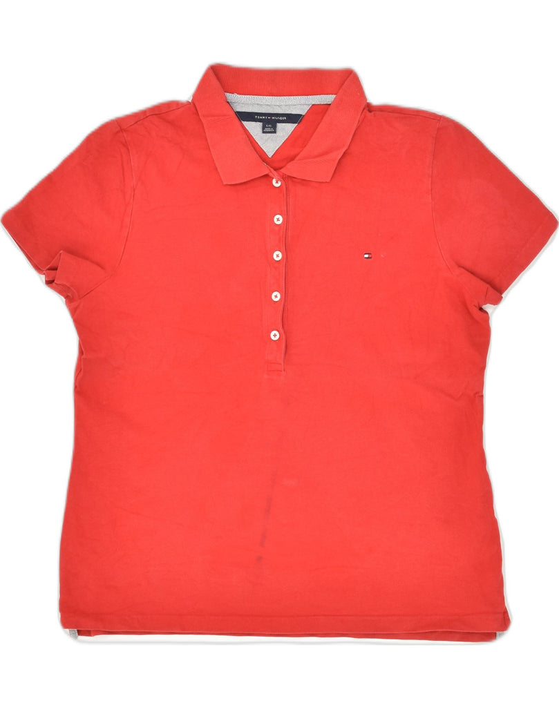 TOMMY HILFIGER Womens Polo Shirt UK 14 Large Red Cotton | Vintage Tommy Hilfiger | Thrift | Second-Hand Tommy Hilfiger | Used Clothing | Messina Hembry 