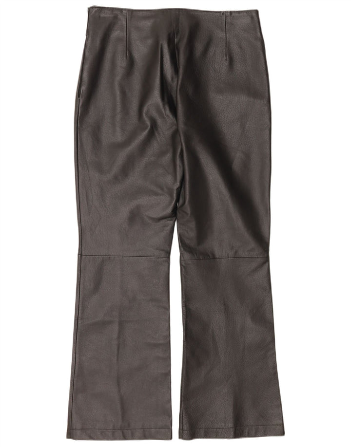 Planet Womens Flare Leather Trousers IT 46 Large W32 L30 Black Leather