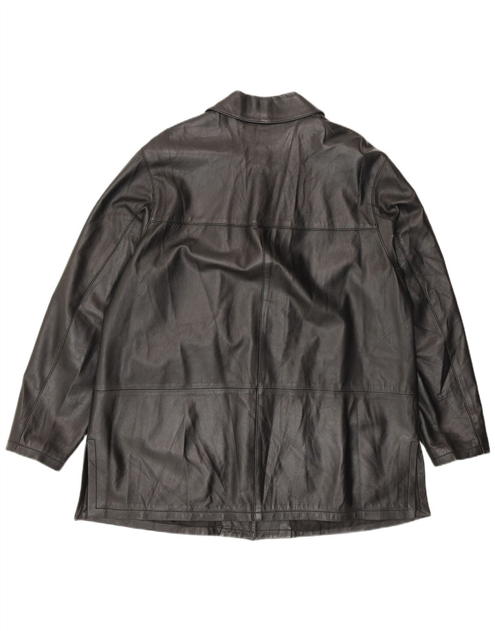 Vintage Womens Leather Jacket IT 54 3XL Black Leather
