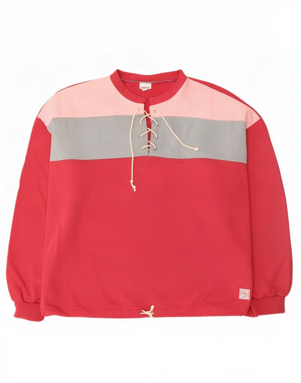 Vintage Womens Oversized Sweatshirt Jumper UK 16 Large Red Colourblock