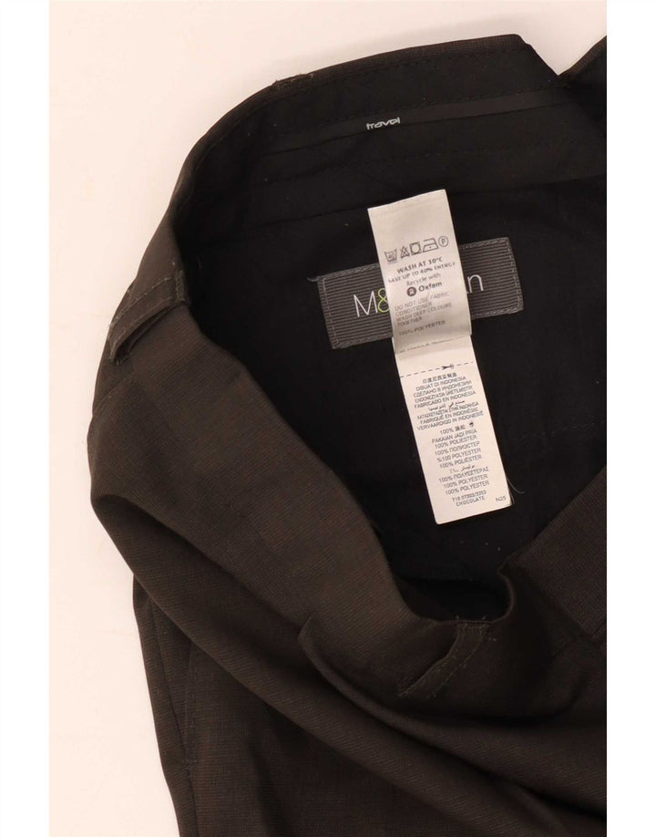 Marks & Spencer Mens Pegged Suit Trousers W38 L31 Brown Polyester