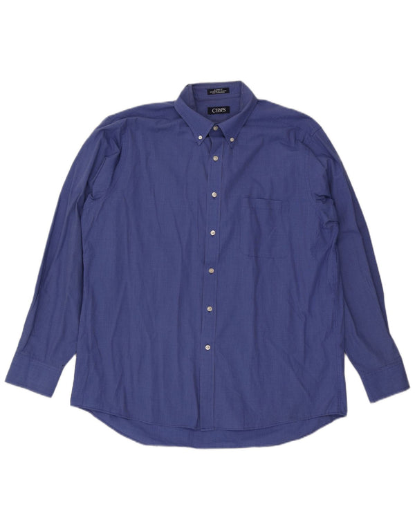Chaps Mens Classic Fit Shirt Size 17 XL Blue Houndstooth Cotton
