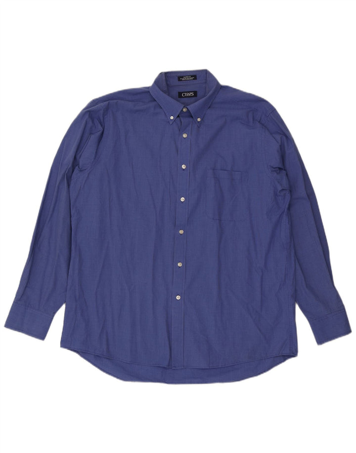 Chaps Mens Classic Fit Shirt Size 17 XL Blue Houndstooth Cotton