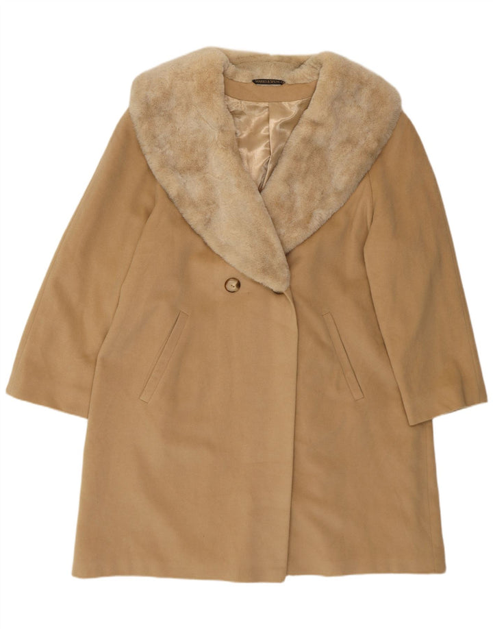 Marks & Spencer Womens St. Michael Double Breasted Coat UK 16 Large Beige