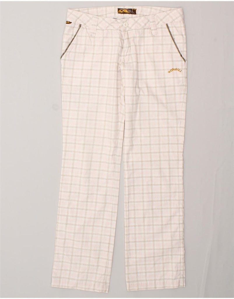 O'NEILL Womens Straight Chino Trousers W32 L32 Pink Check Cotton | Vintage O'Neill | Thrift | Second-Hand O'Neill | Used Clothing | Messina Hembry 