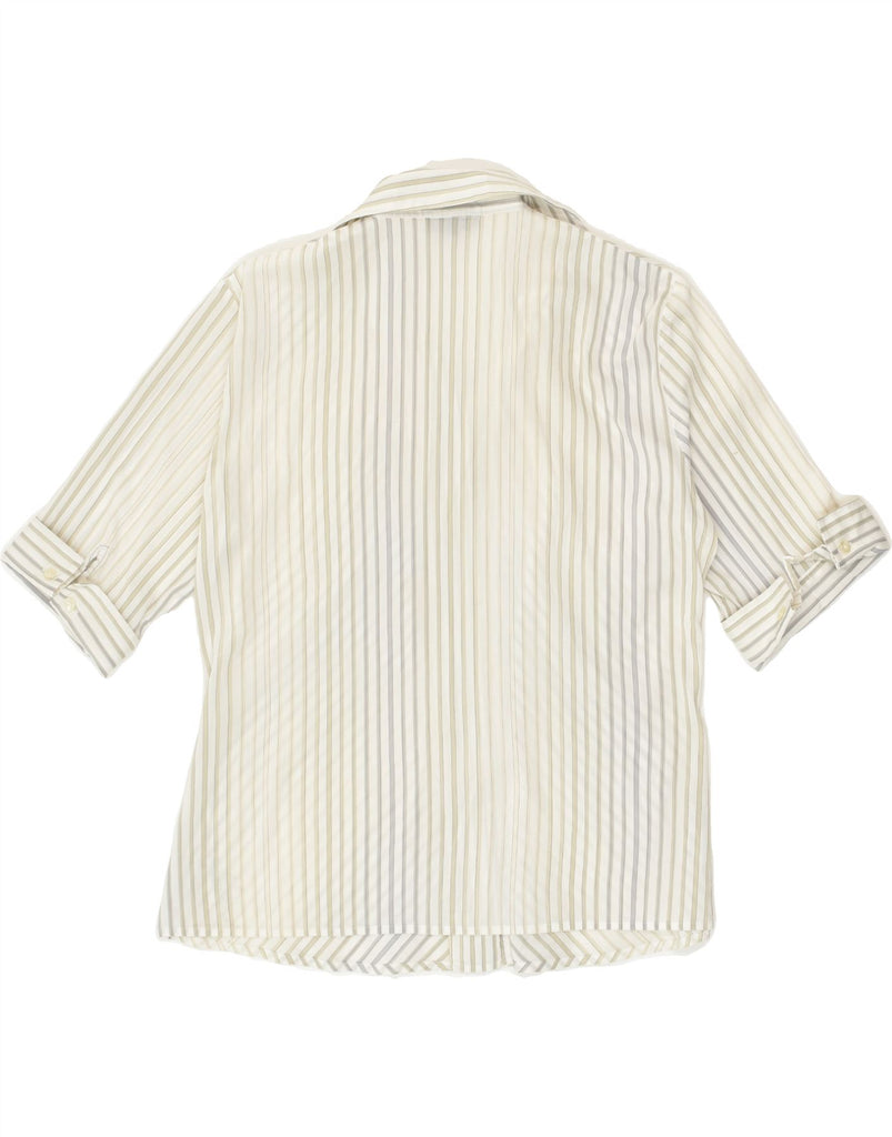 TRUSSARDI Womens 1/2 Sleeve Shirt UK 20 2XL Beige Striped | Vintage Trussardi | Thrift | Second-Hand Trussardi | Used Clothing | Messina Hembry 