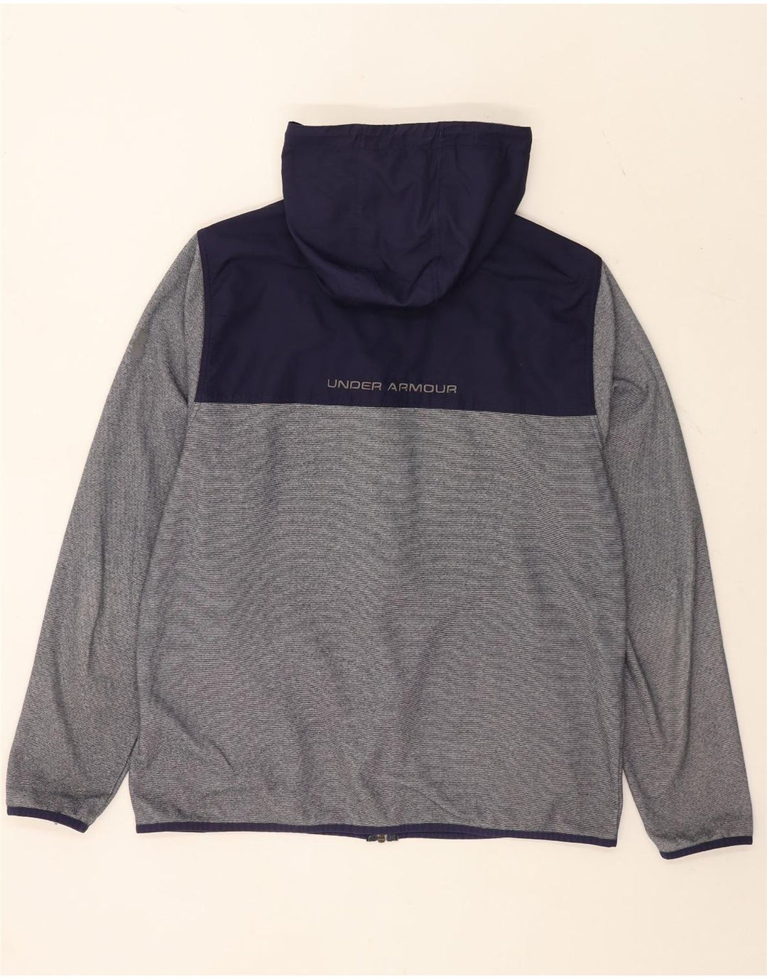 Under Armour Mens Zip Hoodie Sweater Large Grey Colourblock Polyester