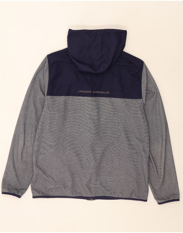 Under Armour Mens Zip Hoodie Sweater Large Grey Colourblock Polyester