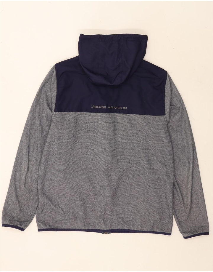 Under Armour Mens Zip Hoodie Sweater Large Grey Colourblock Polyester