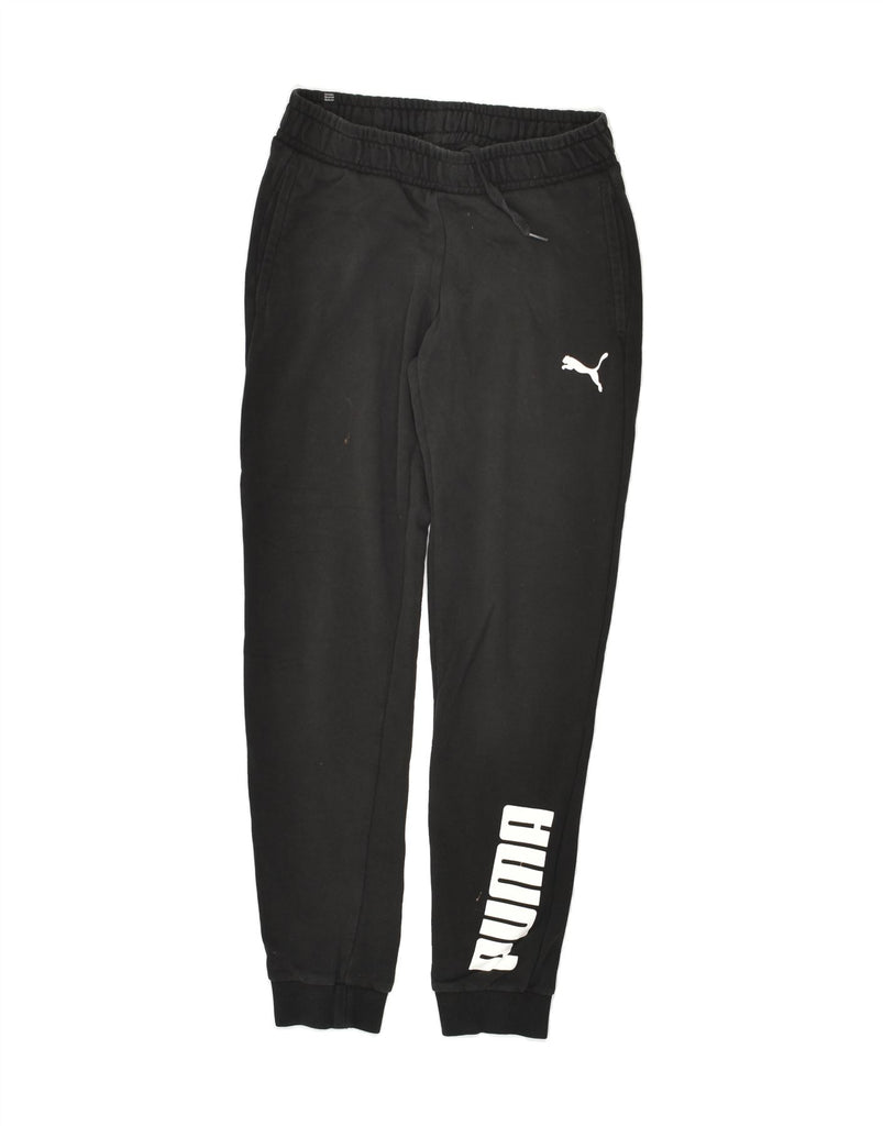 PUMA Womens Graphic Tracksuit Trousers Joggers UK 4 XS Black Cotton | Vintage Puma | Thrift | Second-Hand Puma | Used Clothing | Messina Hembry 