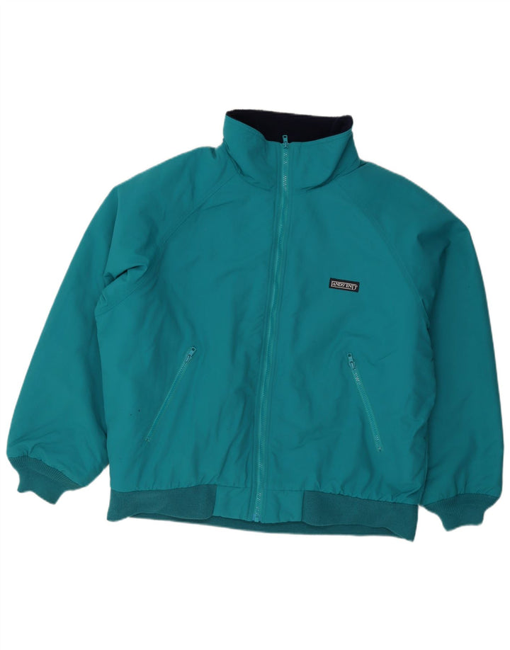 Lands End Mens Padded Bomber Jacket UK 42/44 Large Blue Polyester