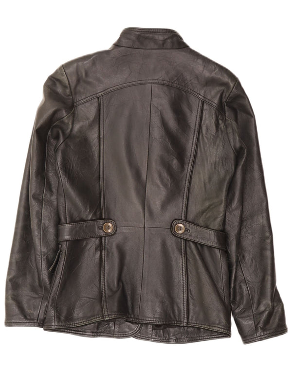 Vintage Womens Leather Jacket UK 6 XS Black Leather