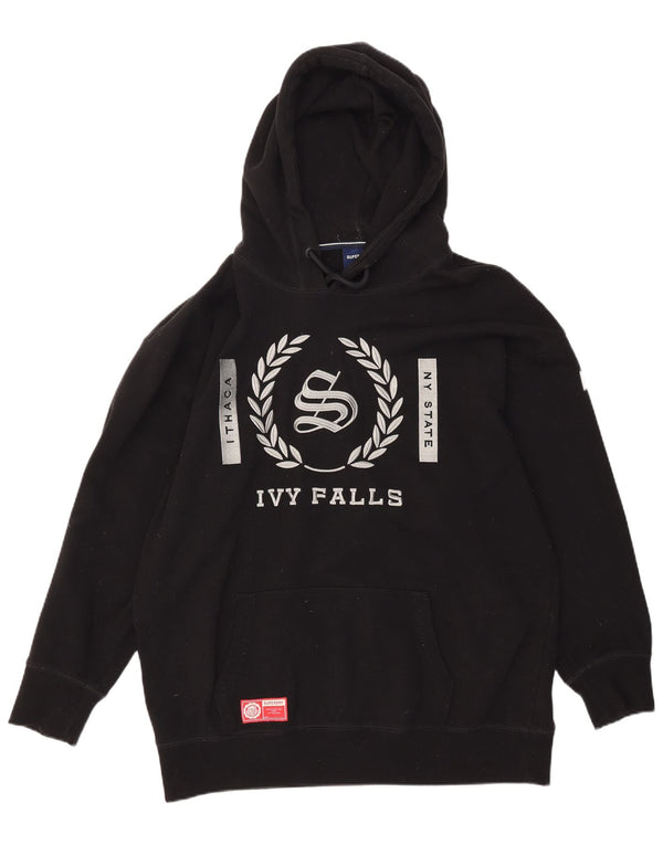 Superdry Mens Graphic Loose Fit Hoodie Jumper Medium Black Cotton