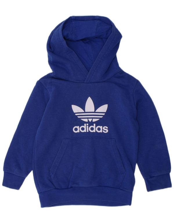 Adidas Boys Graphic Hoodie Jumper 3-4 Years Blue Cotton