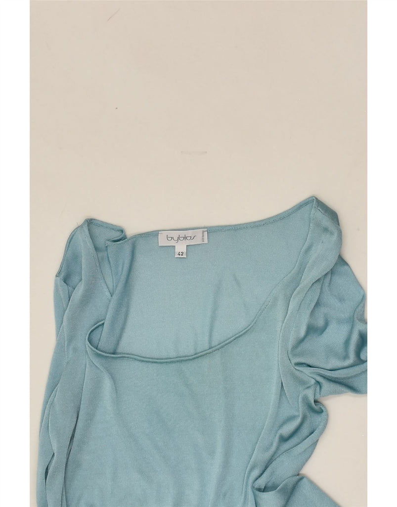 BYBLOS Womens Top Long Sleeve IT 42 Medium Blue Nylon | Vintage Byblos | Thrift | Second-Hand Byblos | Used Clothing | Messina Hembry 