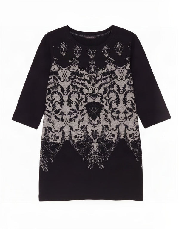 Marks & Spencer Womens 3/4 Sleeve Shift Dress UK 16 Large Navy Blue Paisley