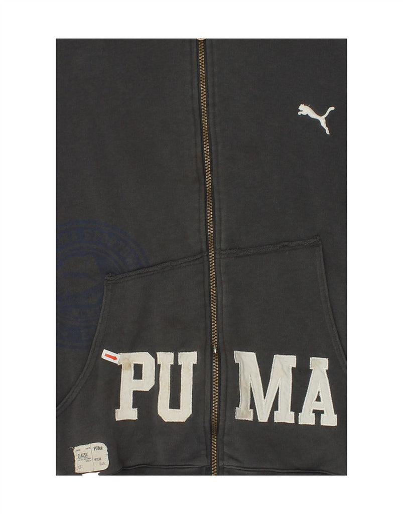 PUMA Mens Graphic Zip Hoodie Sweater Medium Grey | Vintage Puma | Thrift | Second-Hand Puma | Used Clothing | Messina Hembry 