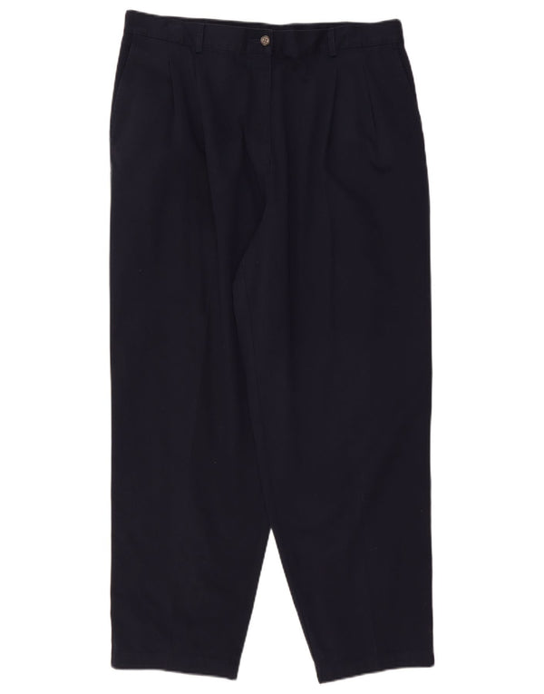 L.L.Bean Womens High Waist Chino Trousers US 18 2XL W36 L29 Navy Blue