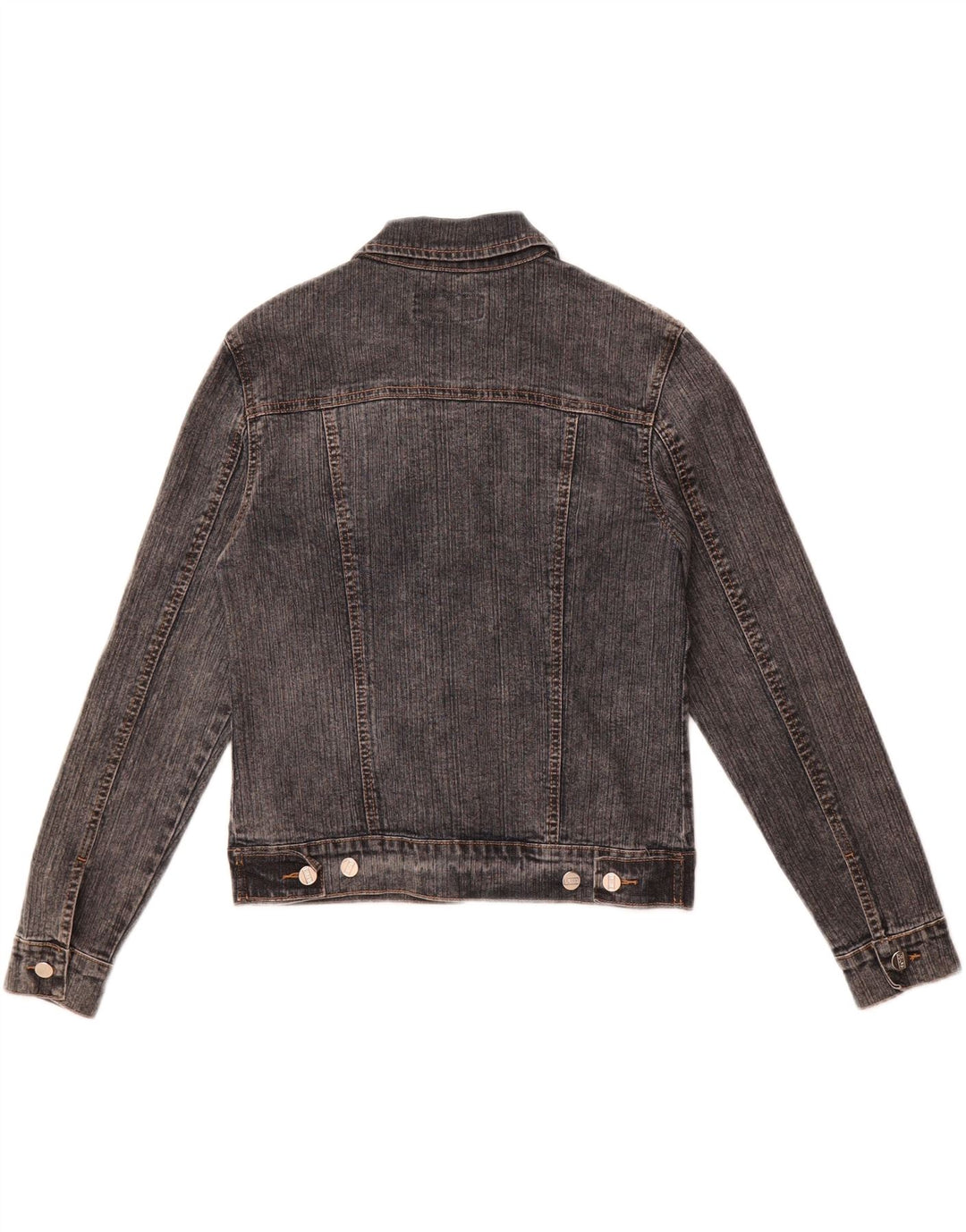 Vintage Womens Crop Denim Jacket UK 12 Medium Grey Cotton