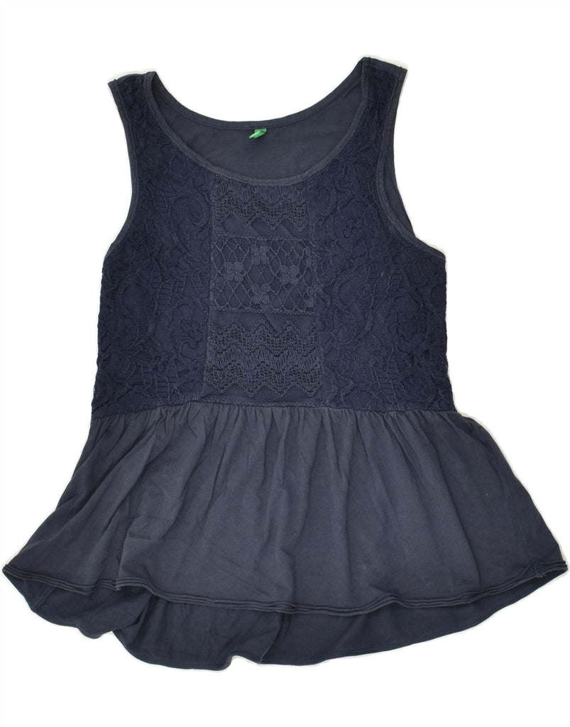 BENETTON Girls Sleeveless Basic Dress 11-12 Years Navy Blue | Vintage Benetton | Thrift | Second-Hand Benetton | Used Clothing | Messina Hembry 