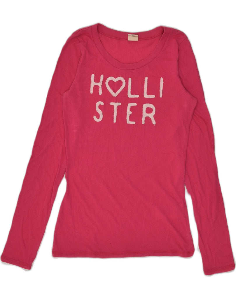 HOLLISTER Womens Graphic Top Long Sleeve UK 12 Medium Pink Cotton | Vintage Hollister | Thrift | Second-Hand Hollister | Used Clothing | Messina Hembry 