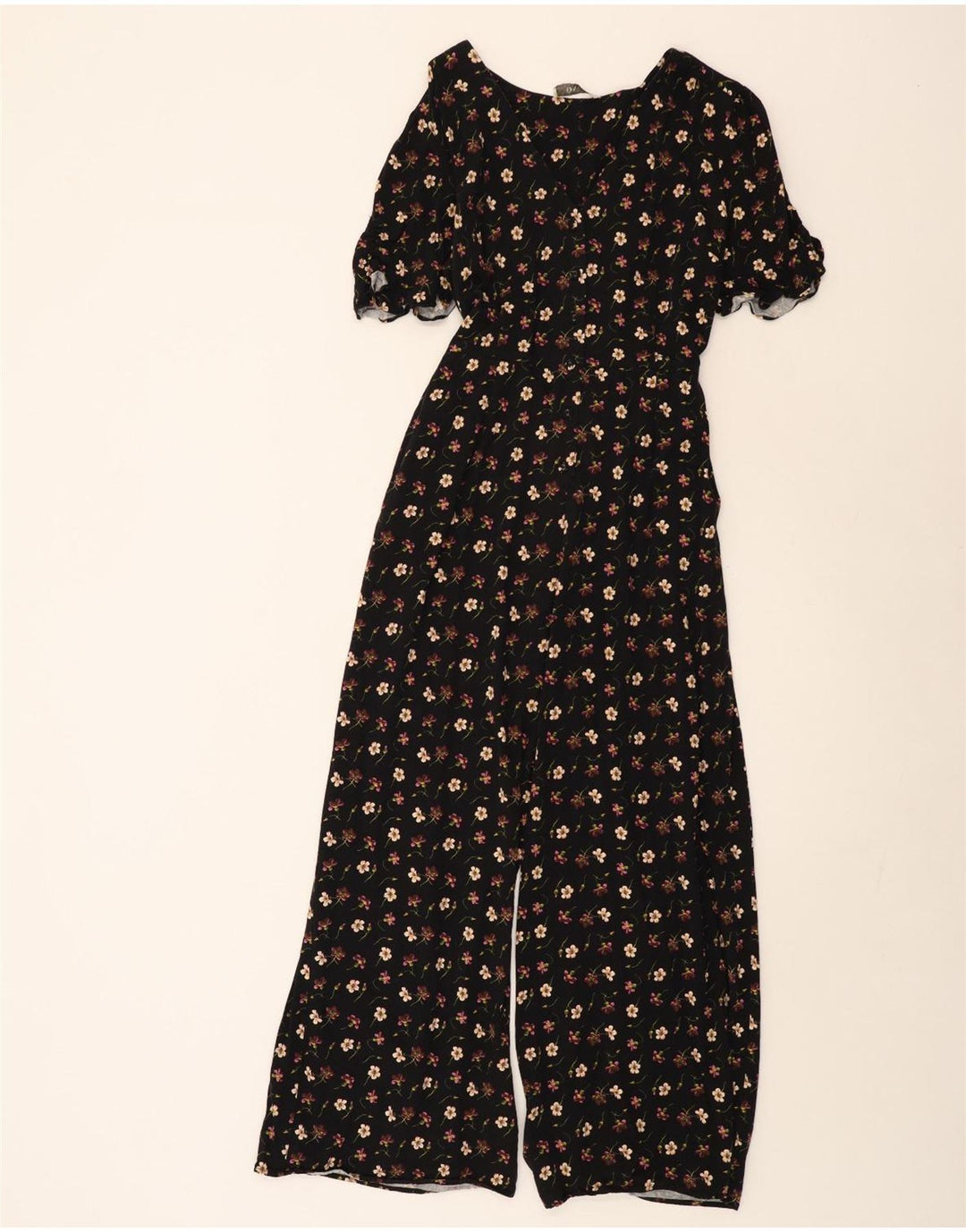 Oasis Womens Short Sleeve Jumpsuit UK 14 Medium Black Floral