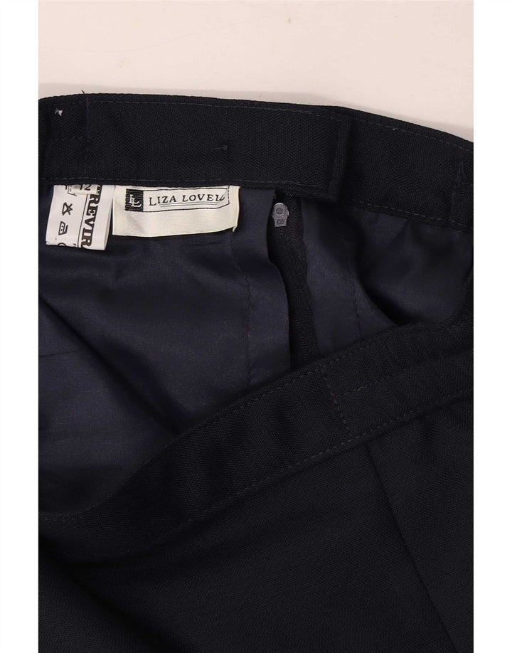 Vintage Womens Pencil Skirt UK 12 Medium W28 Navy Blue Polyester