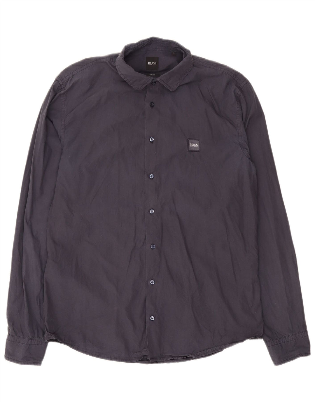 Hugo Boss Mens Slim Fit Shirt Large Navy Blue Cotton