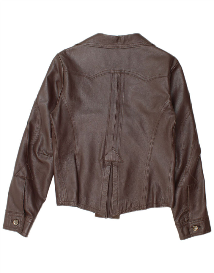 Vintage Womens Leather Jacket IT 44 Medium Brown Leather